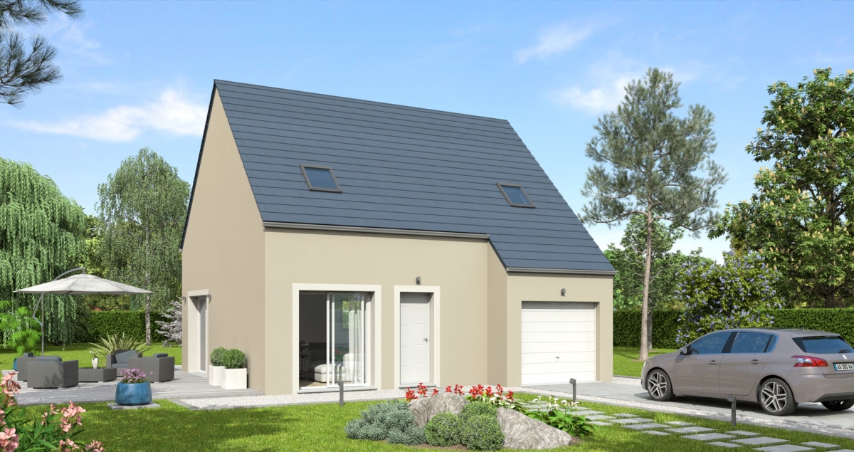 Maison à étage de 80 m² avec salon - séjour et cuisine ouverte. Un étage dédié à l'espace nuit